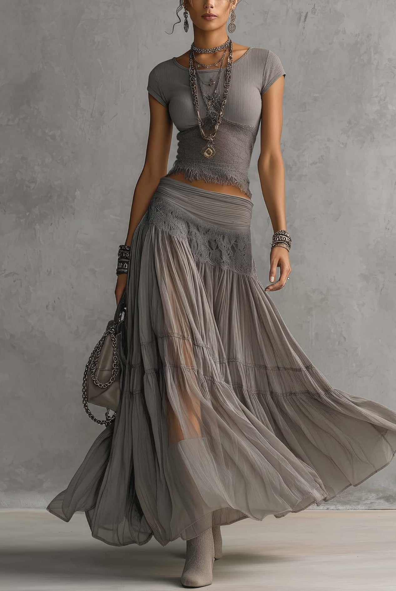 Esmeralda | Sheer Layered Maxi Set