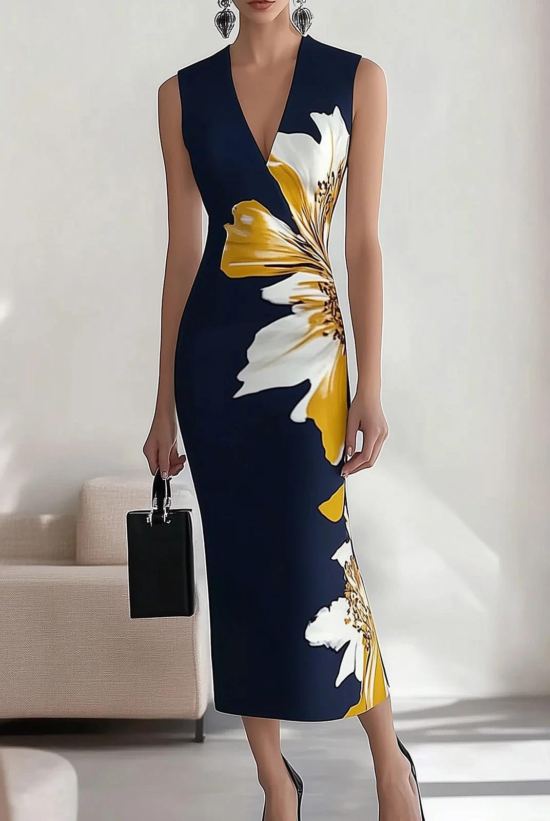 Khadija | Beach Glam Elegant Workplace Festival Midi Dress