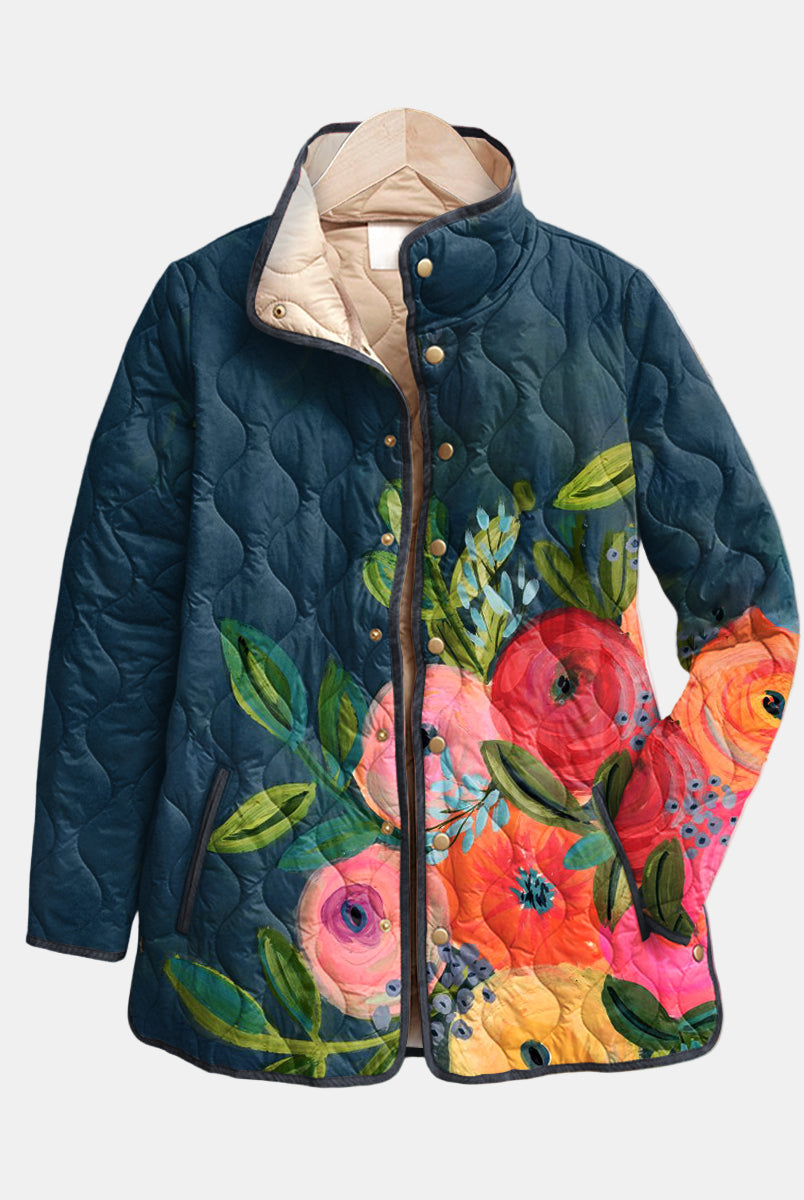 Greta | Vintage Floral Print Quilted Jacket