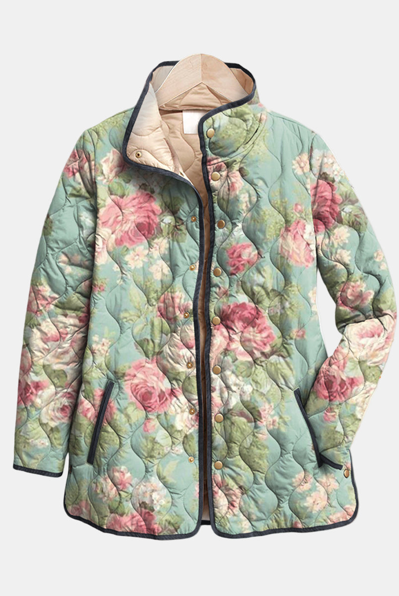 Dora | Retro Floral Patterned Quilted Jacket