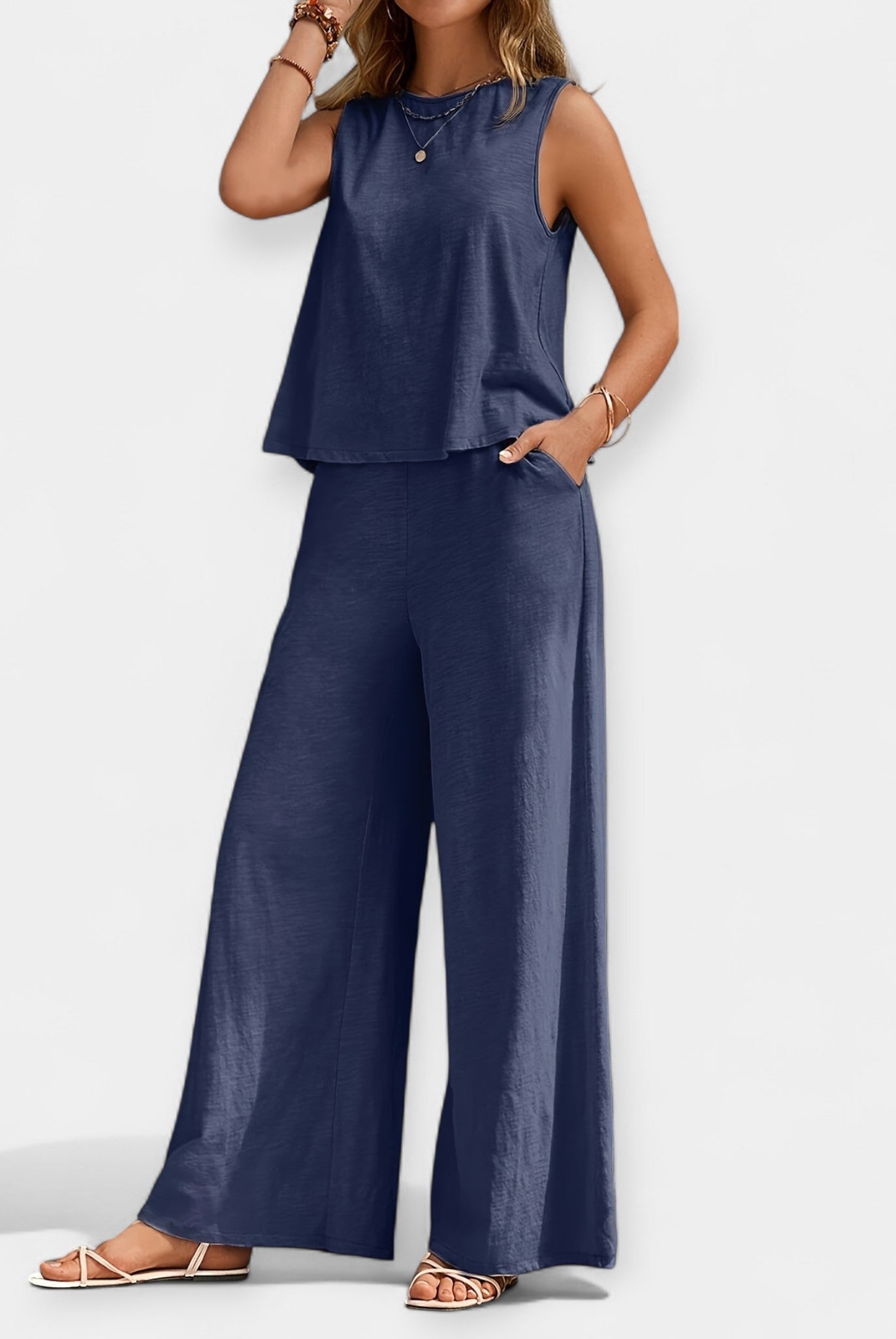 Mallory | Sleeveless Top and Wide-Leg Pants Ensemble