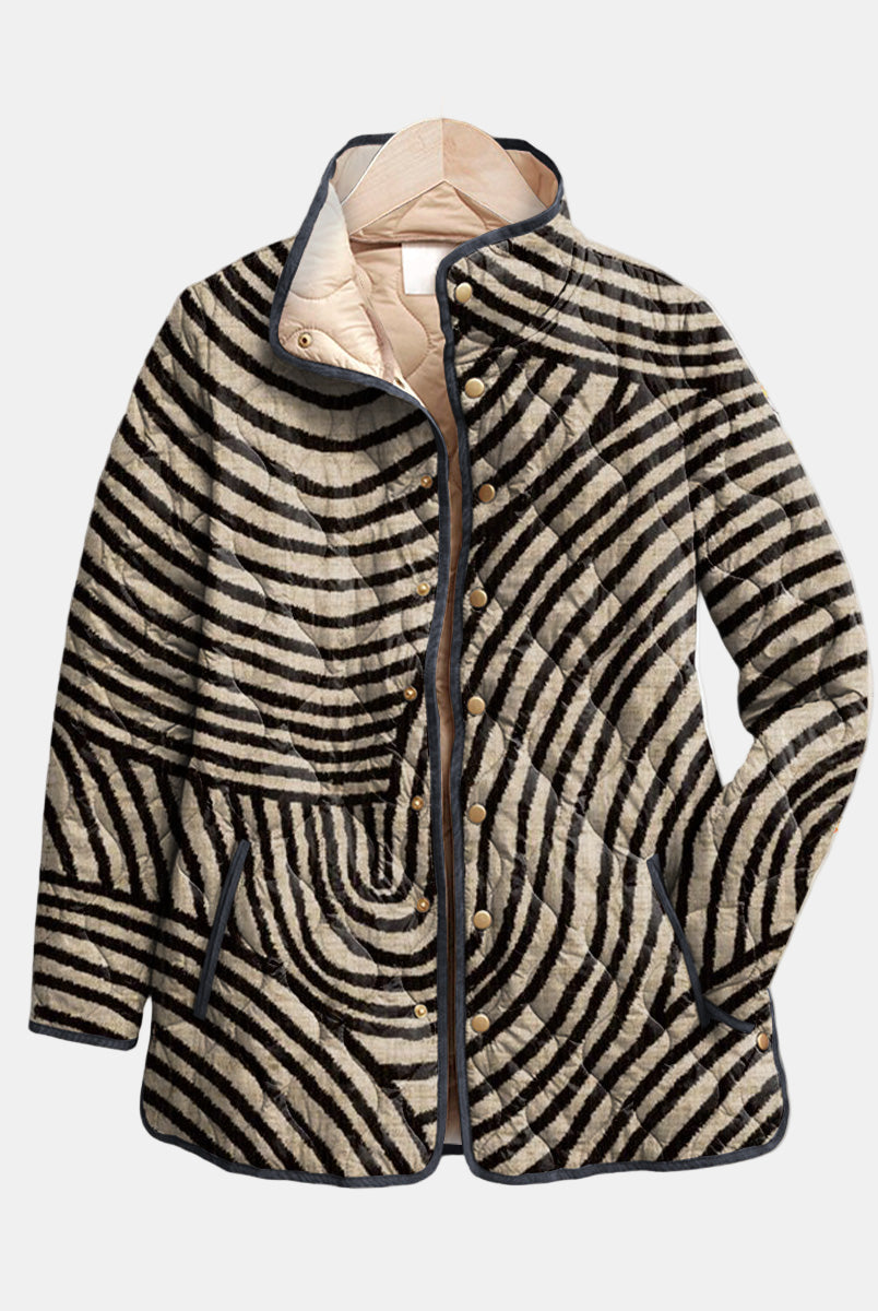 Fortune | Retro Hand-Drawn Circle Design Quilted Jacket