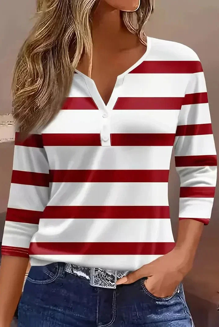 Honey | Striped V-Neck Top