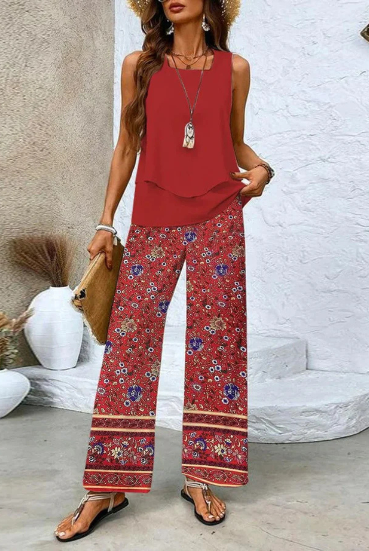 Kat | Sleeveless Top and Wide-Leg Pants Set