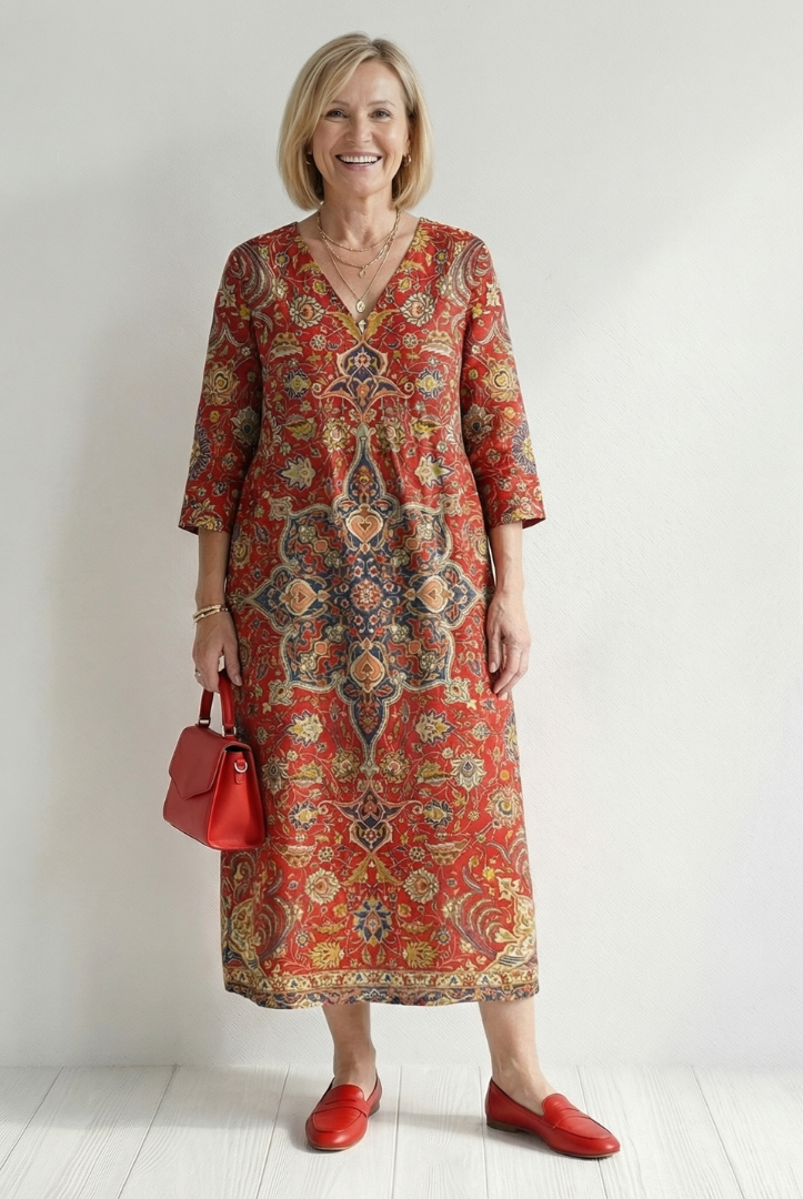 Kiana | Ease Patchwork Midi Dress