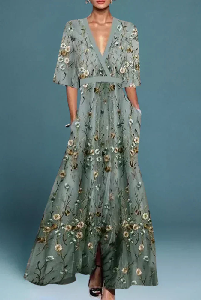 Ayda | Elegant Maxi Dress with Floral Pattern