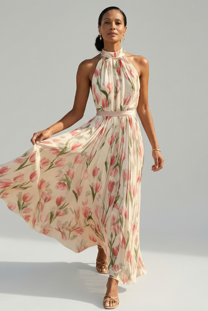 Merit | Halter Neck Floral Midi Dress