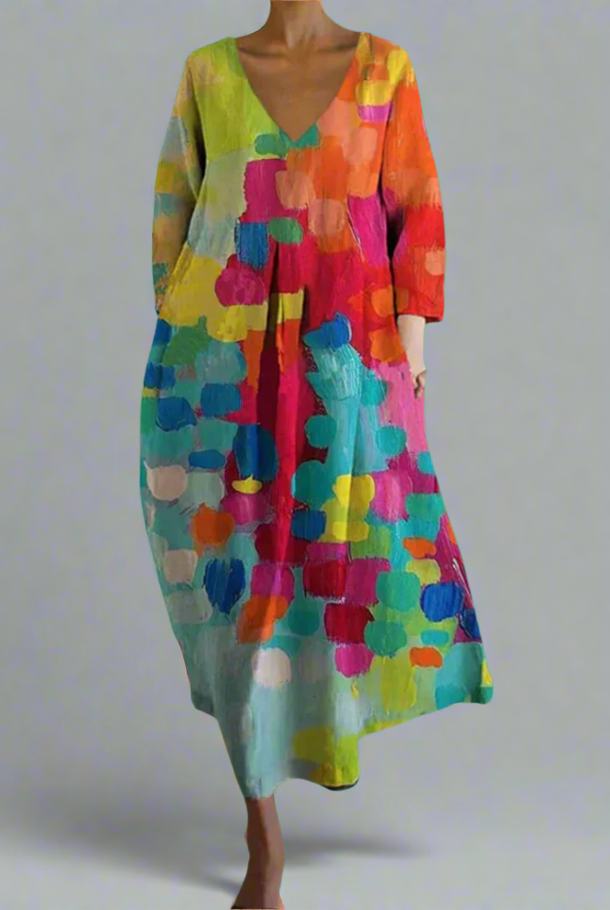 Elspeth | Colorful Dress with V-Neck