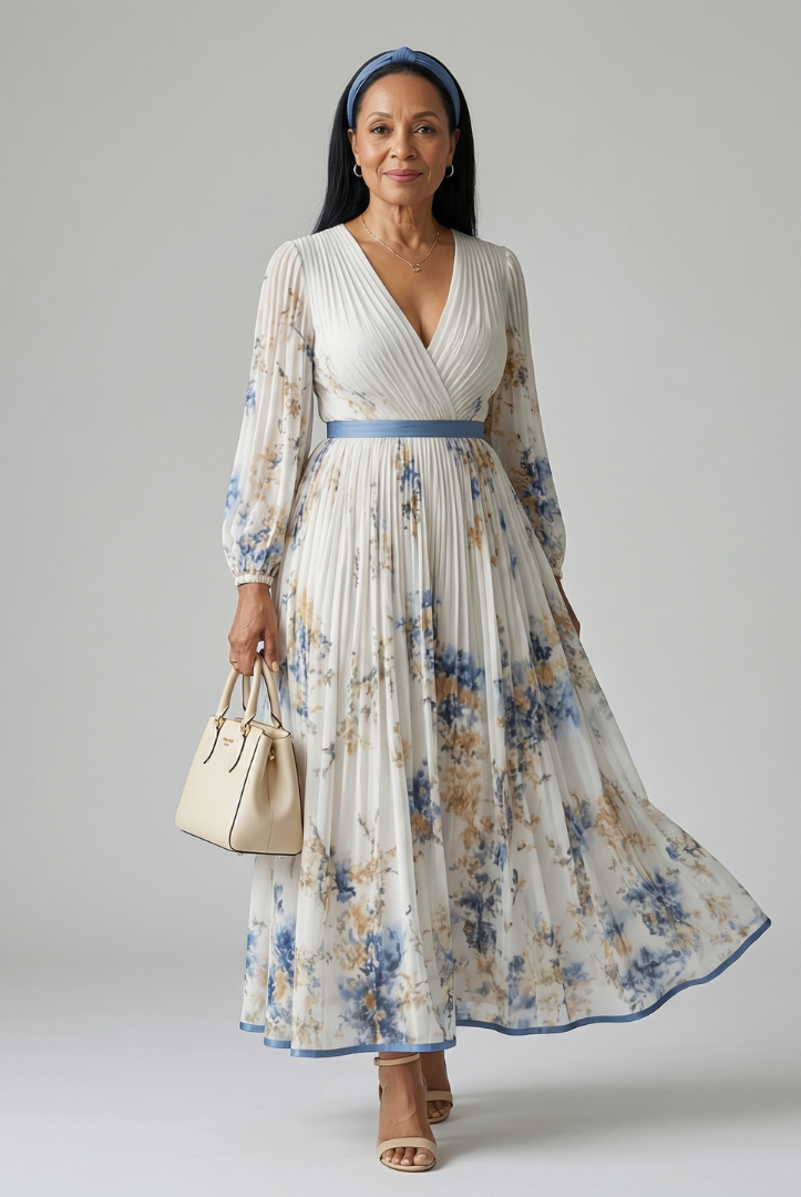 Antonella | Pleated Wrap Midi Dress