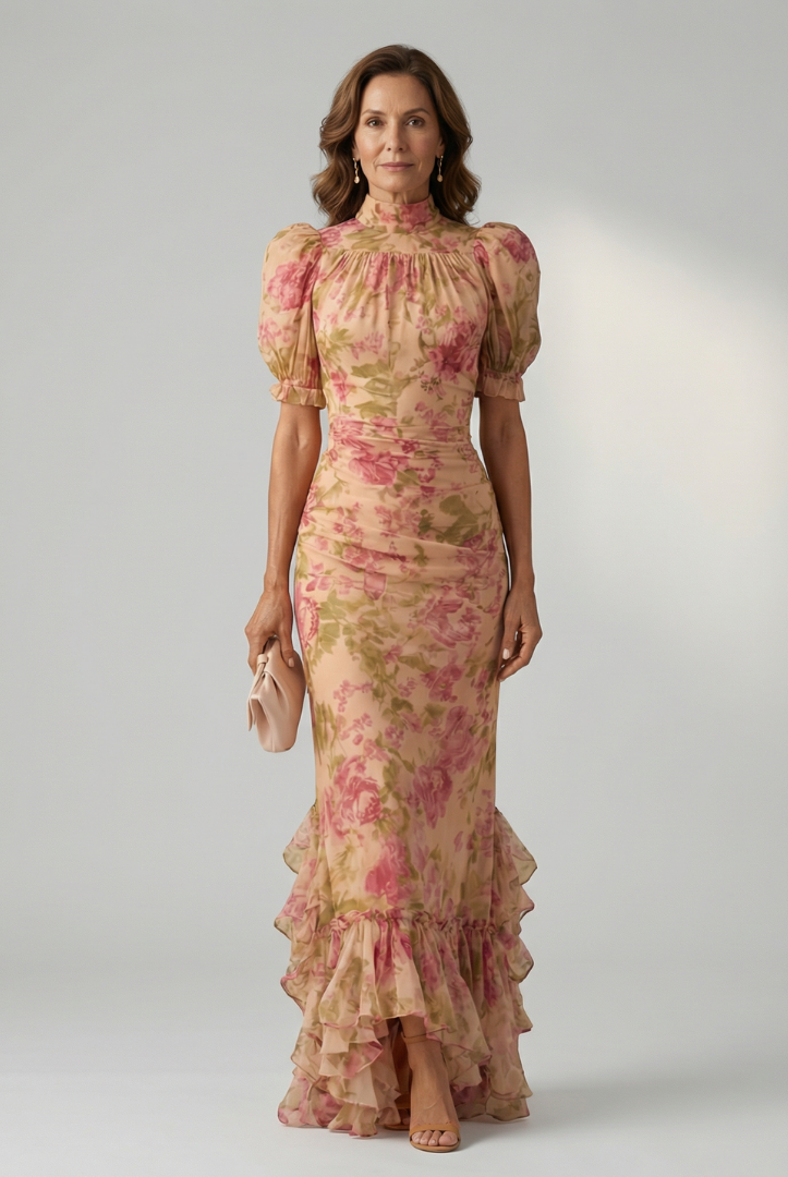 Leni | Gentle High Neck Maxi Dress