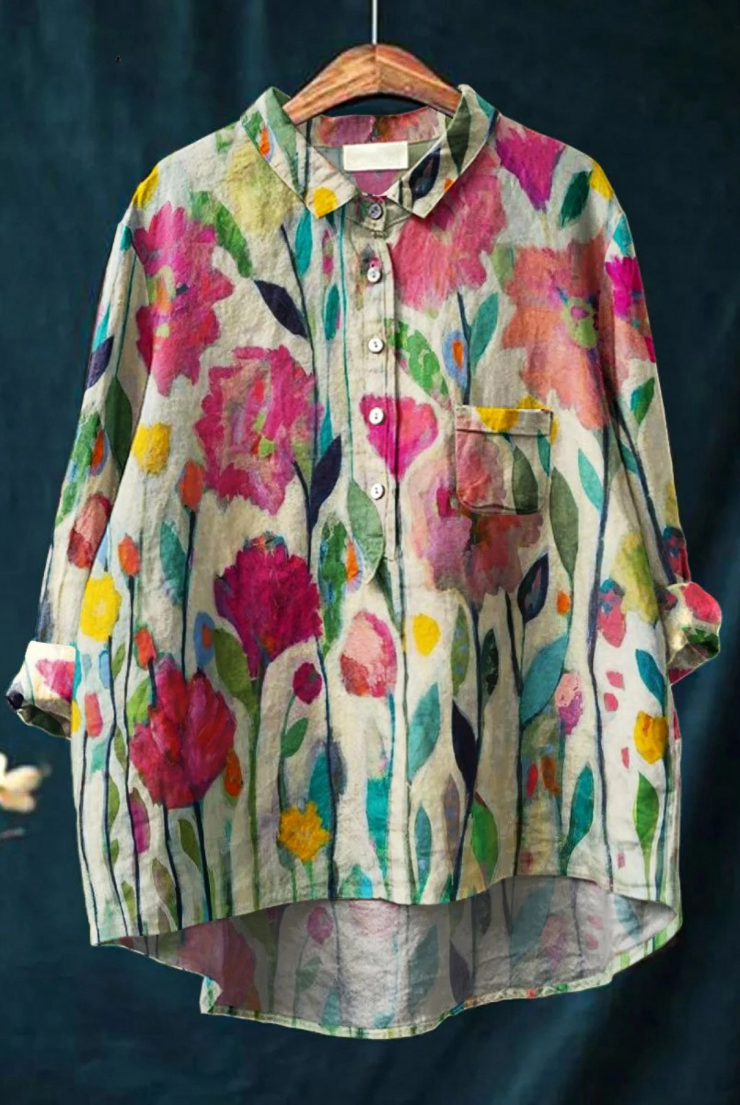 Madilyn | Women's Vintage Flower Art Print Casual Shirt