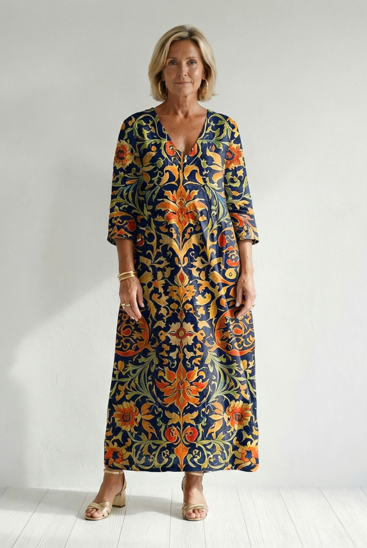 Stevie | Clean Ornate Floral Midi Dress