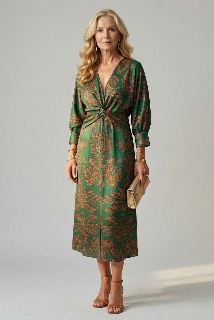 Mikayla | Natural Wrap Midi Dress