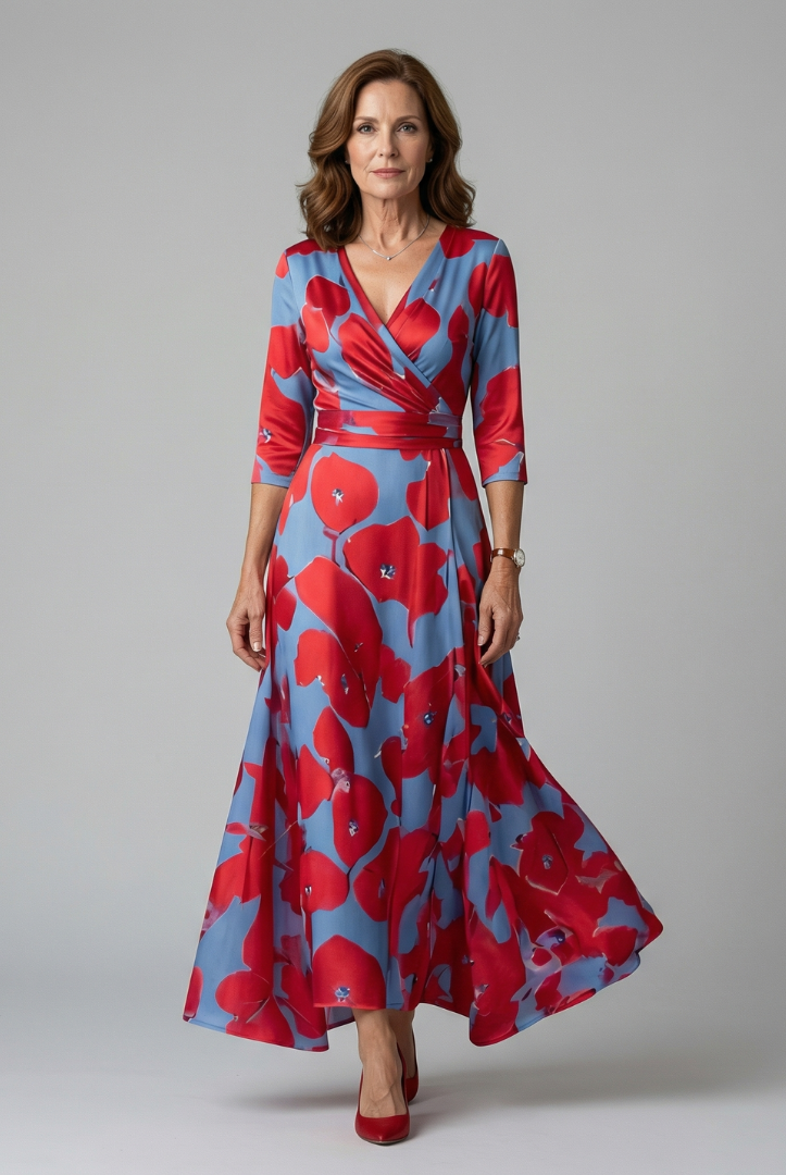 Brya | Cross Wrap Neck Midi Dress