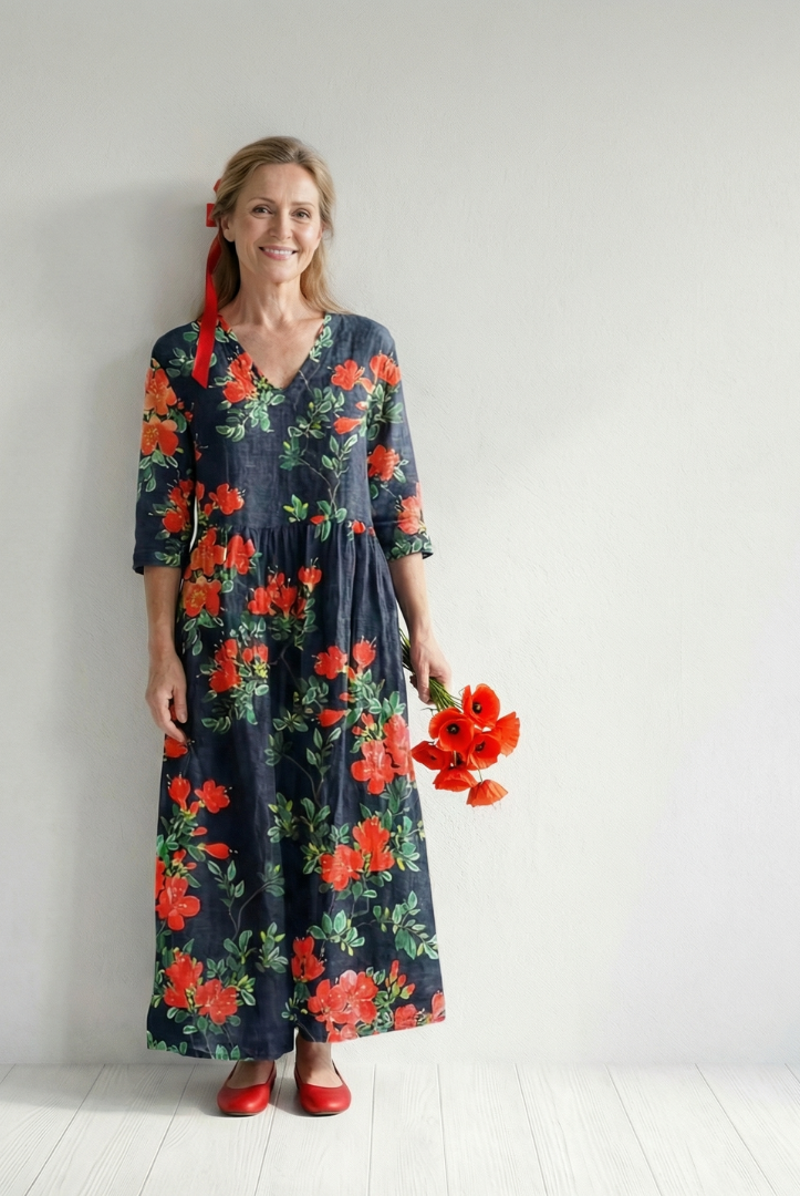 Belinda | Calm Drape Floral Midi Dress