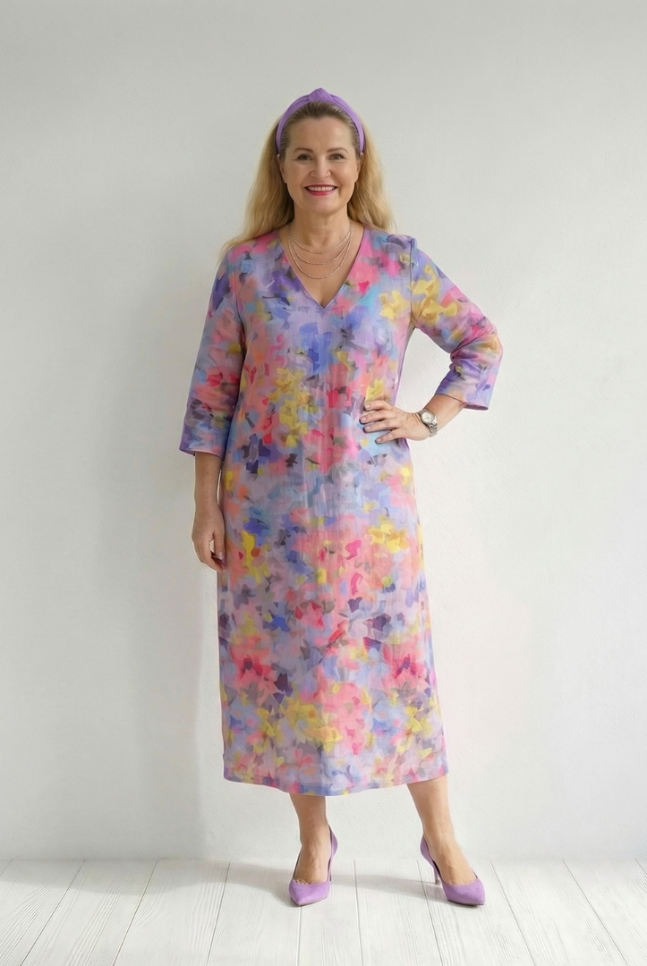 Zinnia | Abstract Floral Midi Dress