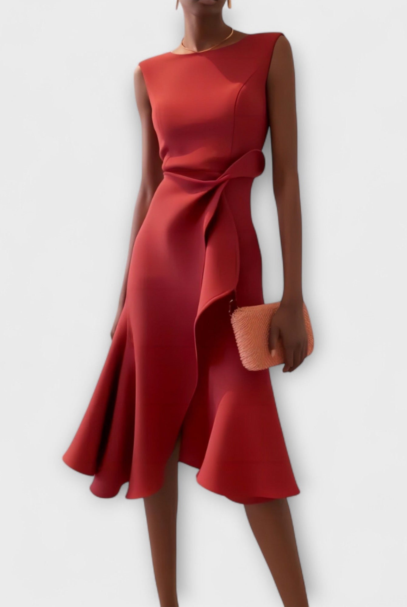 Evie | Draped Asymmetric Midi Dress
