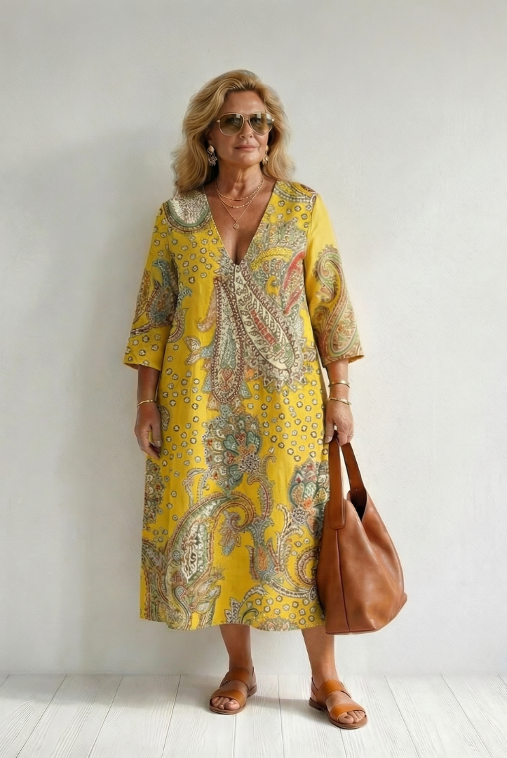Amy | Soft Paisley Midi Dress