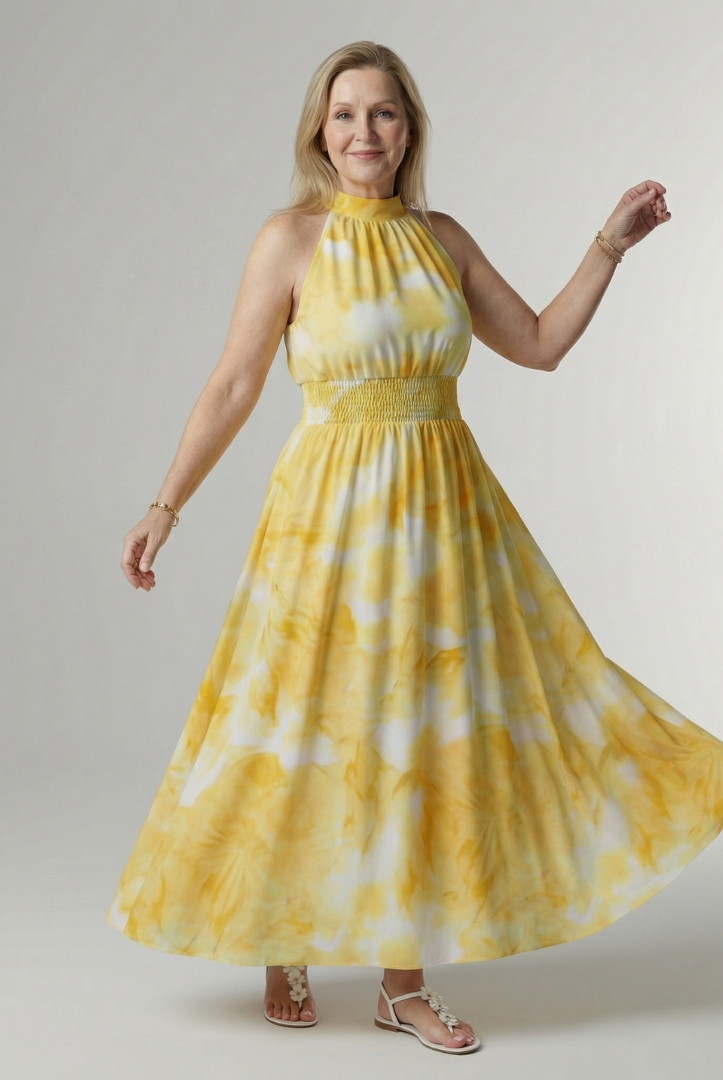 Jayla | Gathered Halter Midi Dress