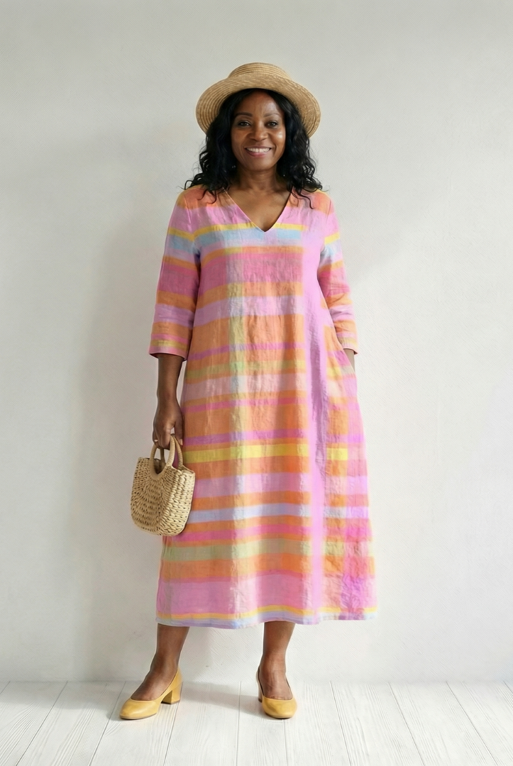 Sybella | Easy Drape Stripe Midi Dress