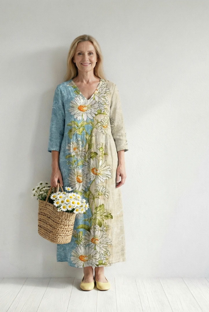 Jennifer | Light Daisy Midi Dress