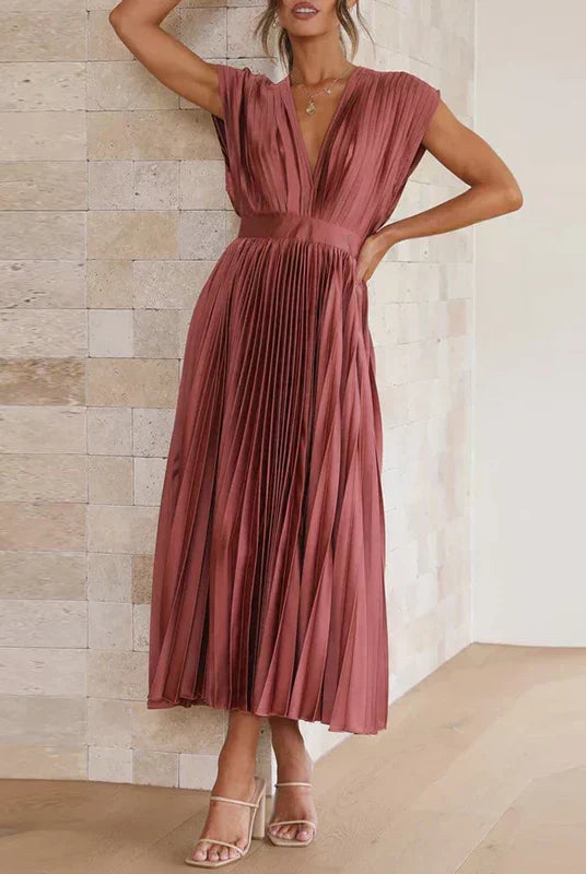 Kendall | V-Neck Maxi Dress with Pleats