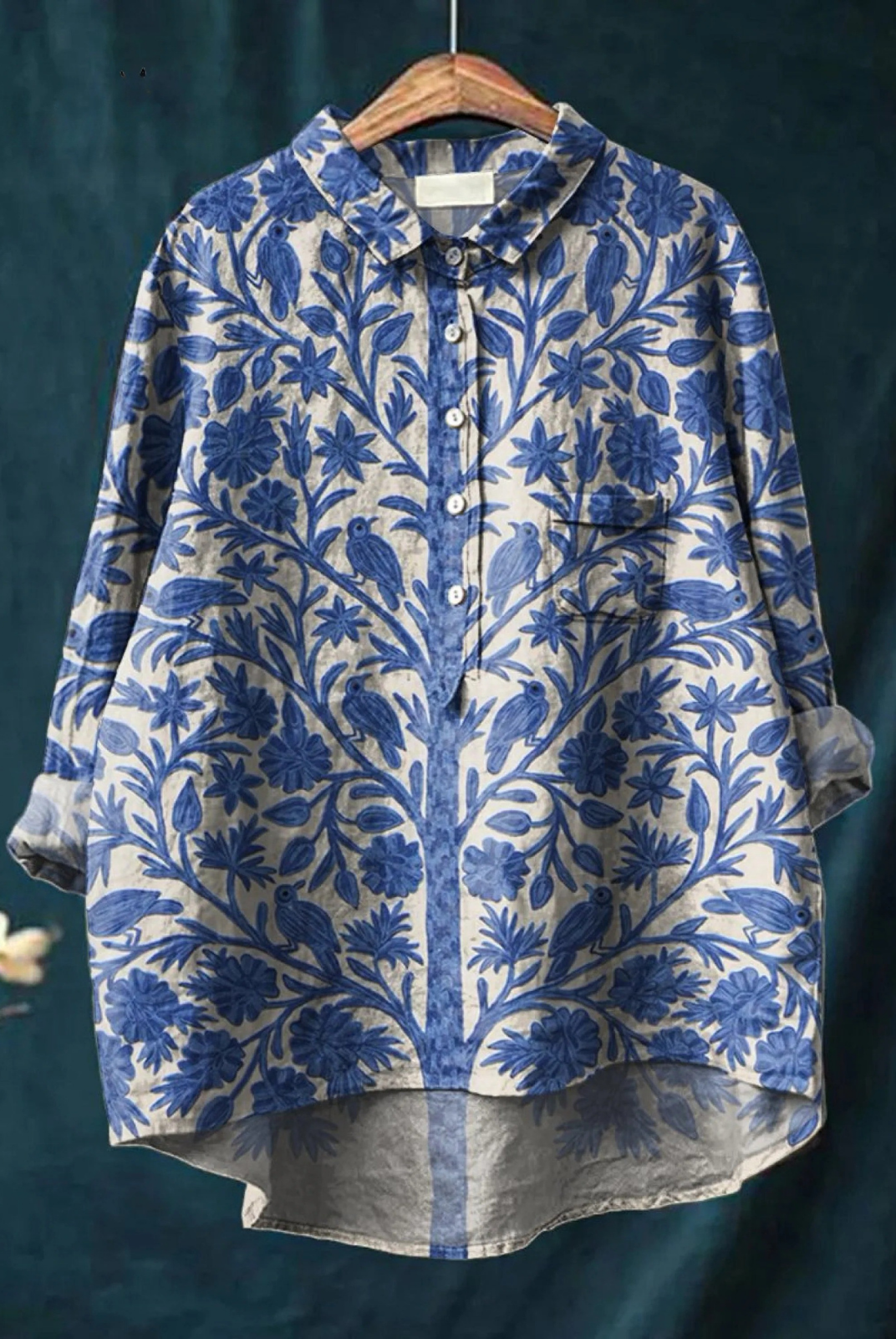 Quinley | Women's Indian Art Floral Vintage Print Casual Shirt