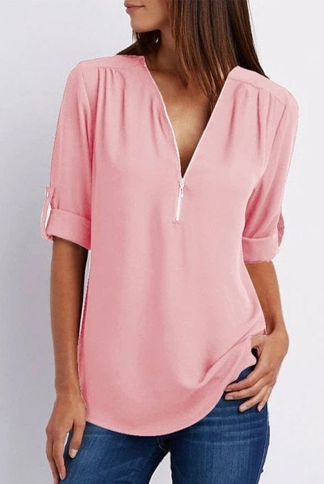 Henley | Chic Zipper Blouse