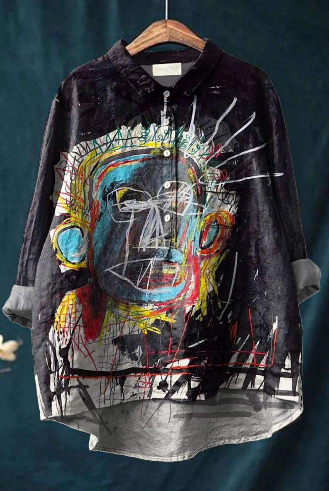 Madisyn | Vintage Abstract Figure Painting Art Print Casual Shirt