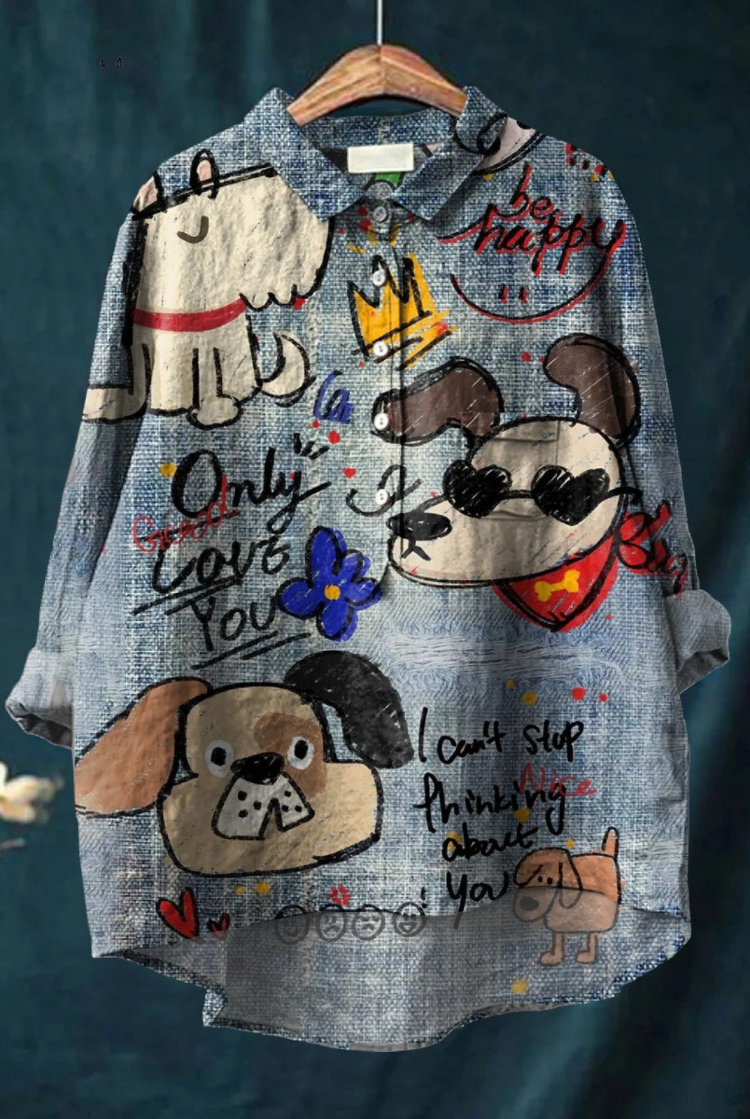 Brielle | Cute Dog Art Print Casual Shirt