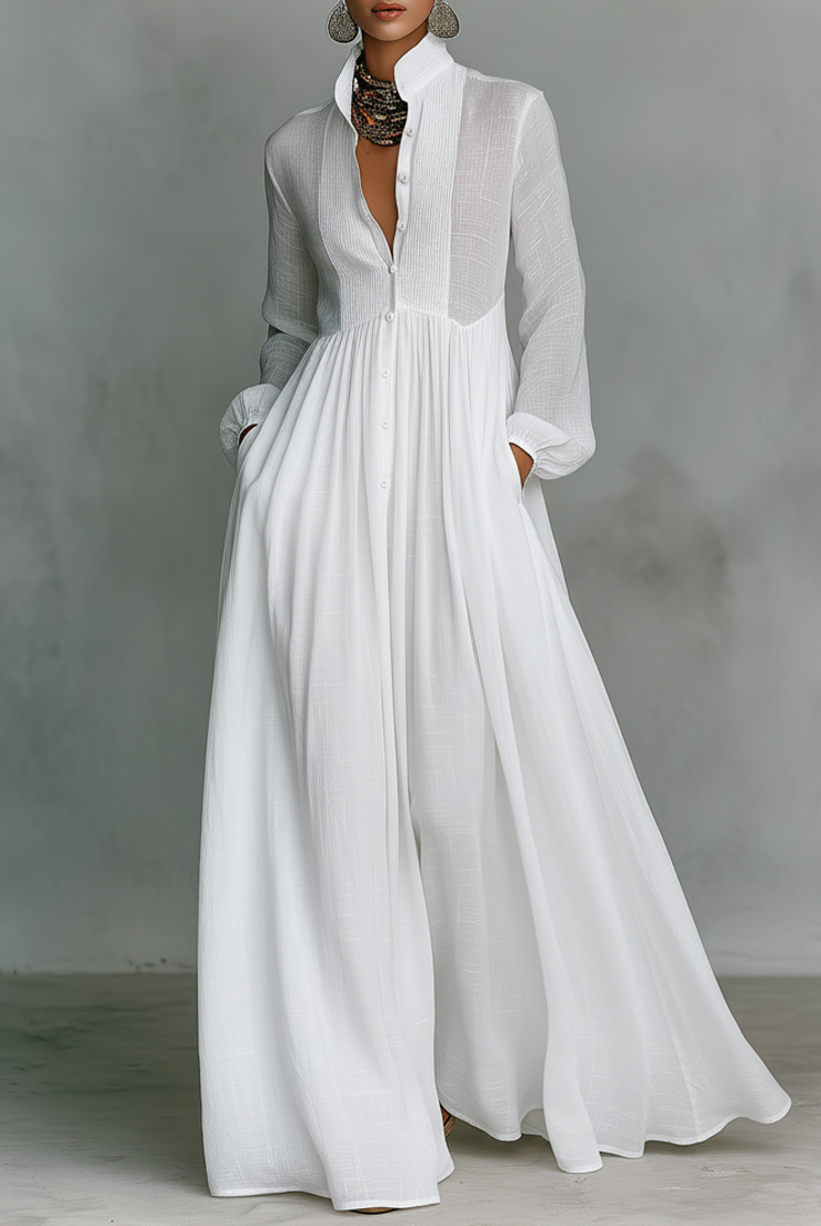 Quintessa | Flowing Button-Front Maxi Dress