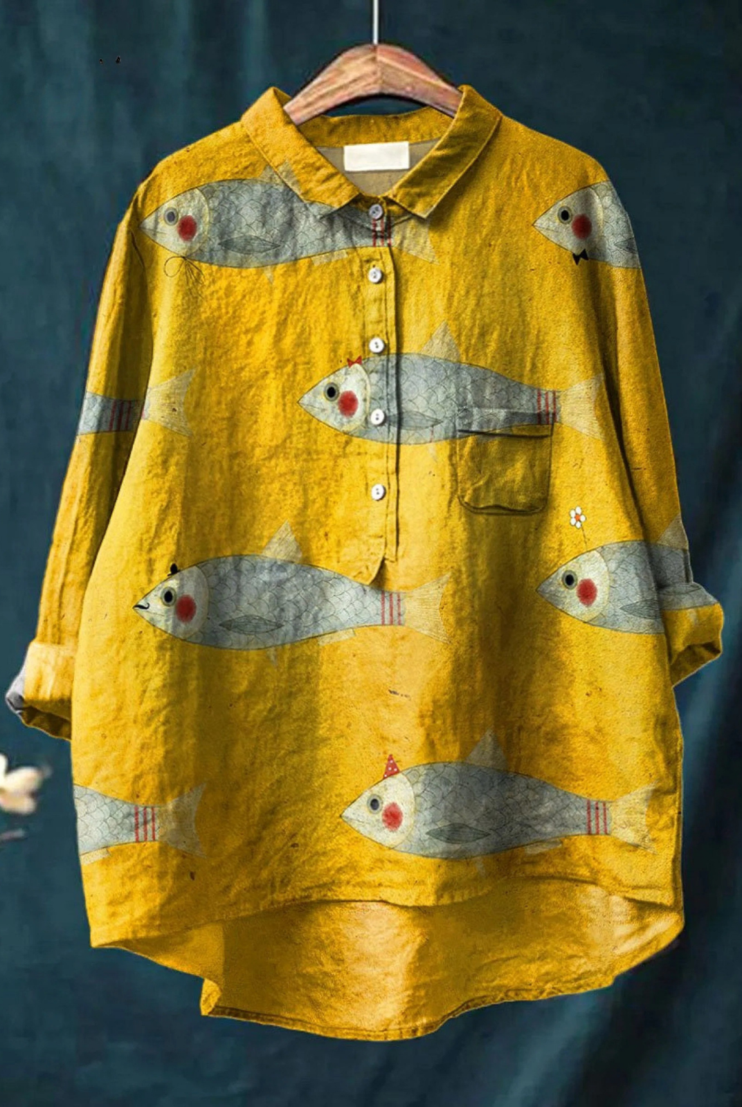 Vivienne | Women's Vintage Fish Art Print Casual Shirt