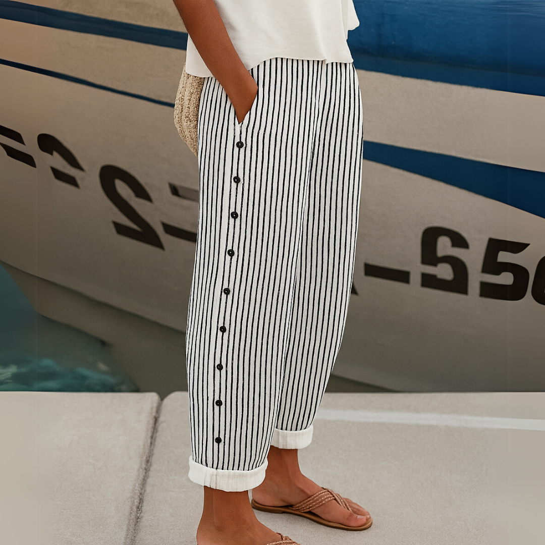 Christen | Stylish Striped Button Pants