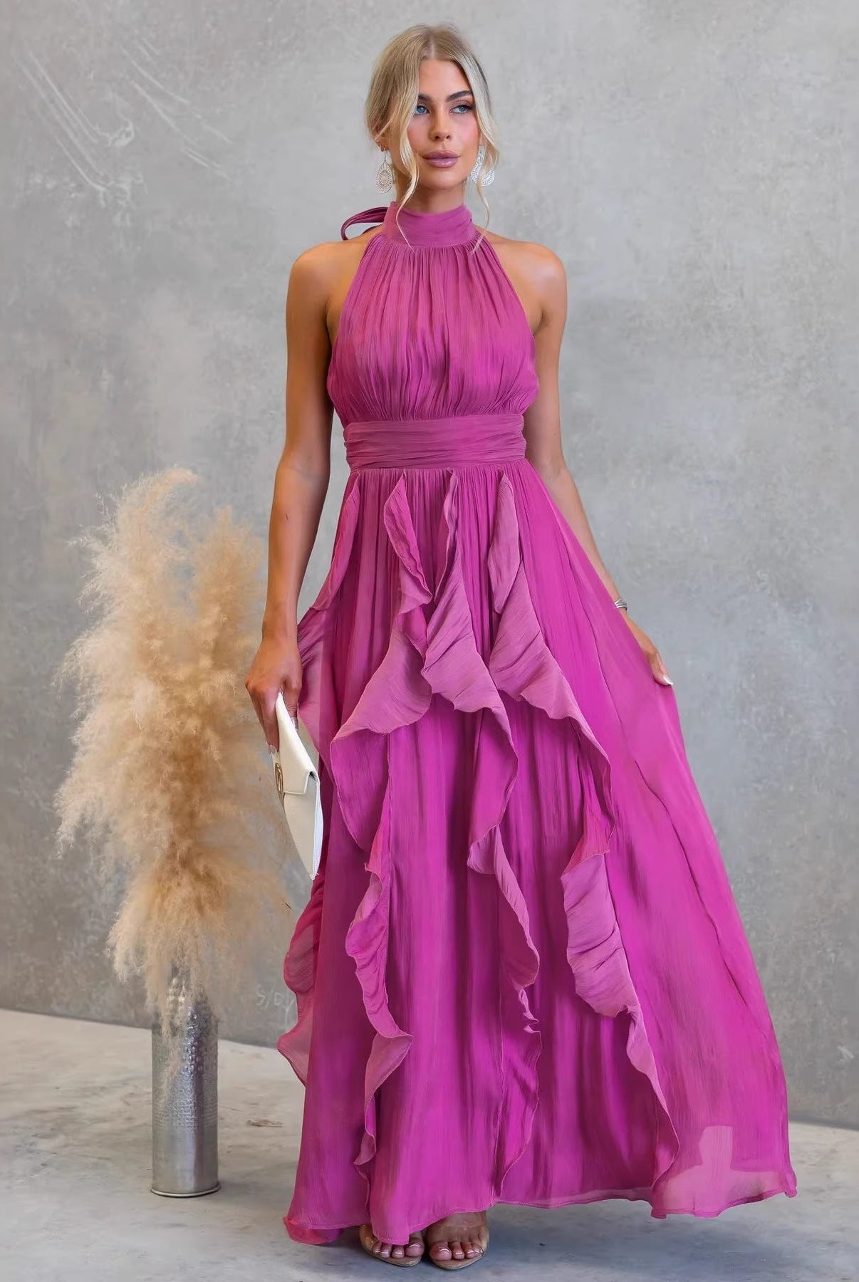 Katrina | Ruffled Halter Maxi Dress