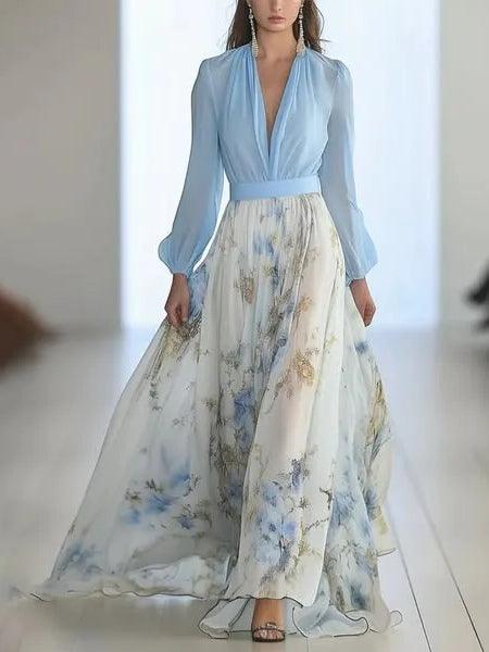 Taylor | Stunning Floral Print V-Neck Maxi Dress Dress