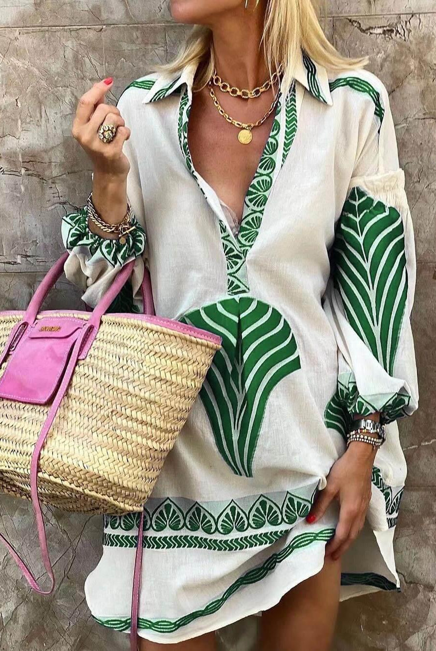 Maven | Tropical Look Simple Unique Print Holiday Mini Dress