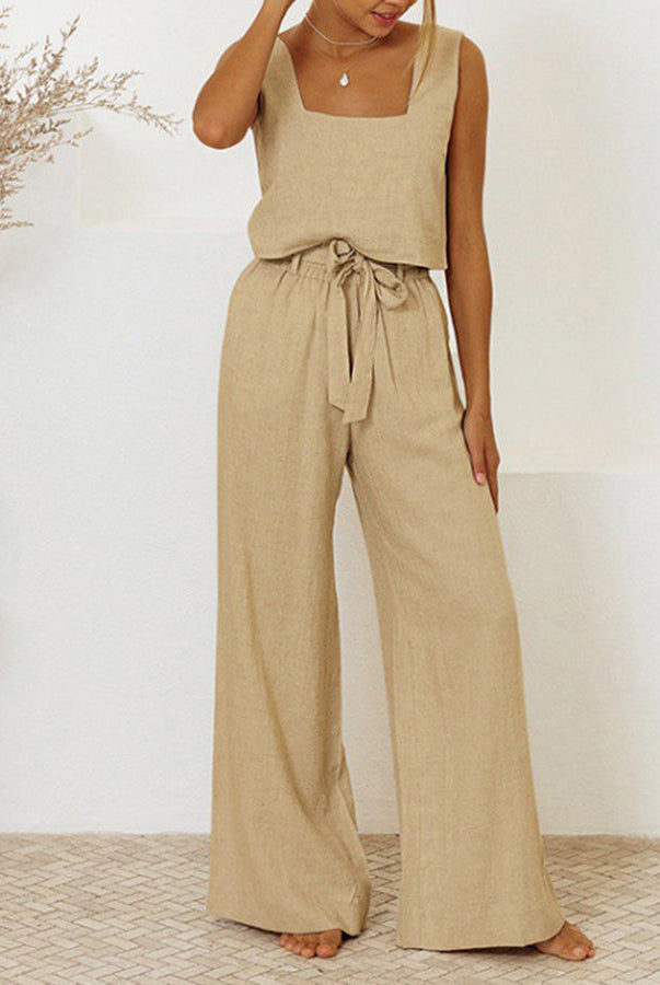 Cara | Minimalist Top Set and Wide Leg Pants