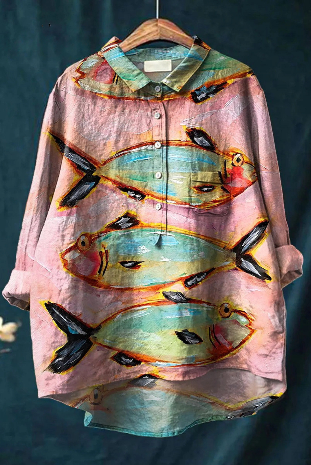 Guadalupe | Women's Vintage Fish Art Print Casual Shirt