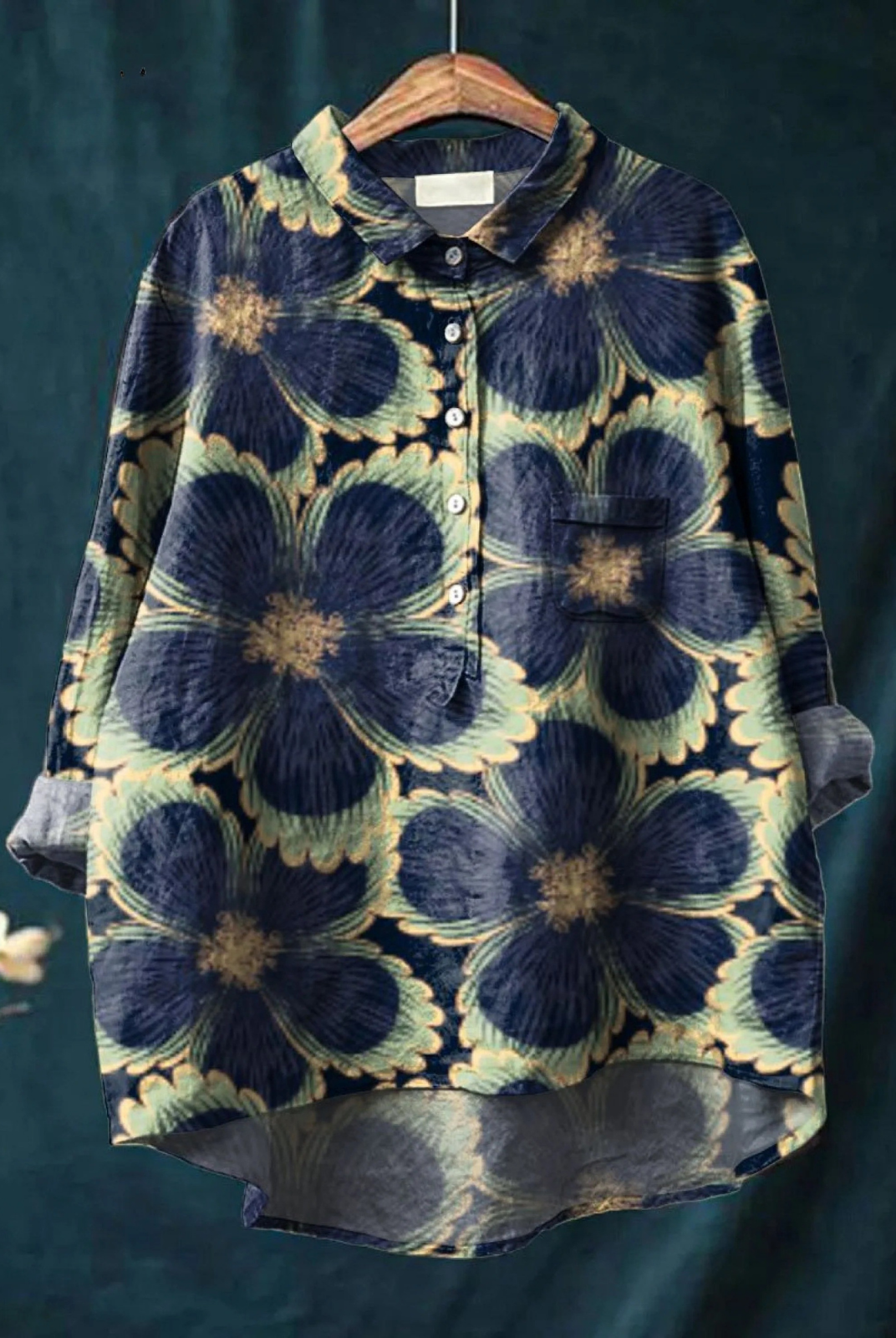 Monique | Women's Vintage Floral Art Print Casual Shirt