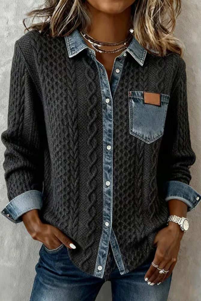 Kabira | Shirt with Denim Patchwork