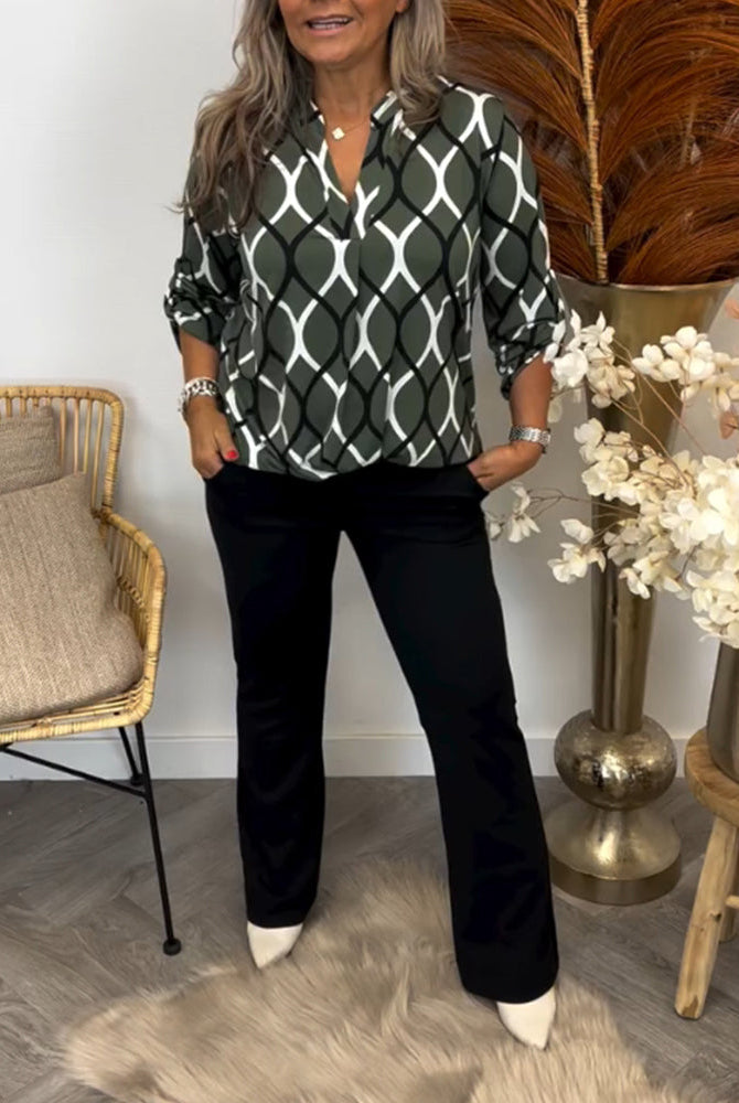 Vanda | Casual Blouse with Long Sleeves and Elegant Pattern