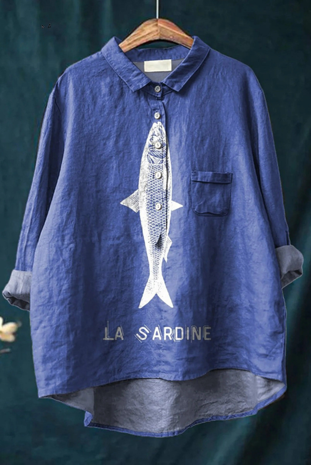 Terra | Sardine Fish Graphic Printed Women's Casual Shirt