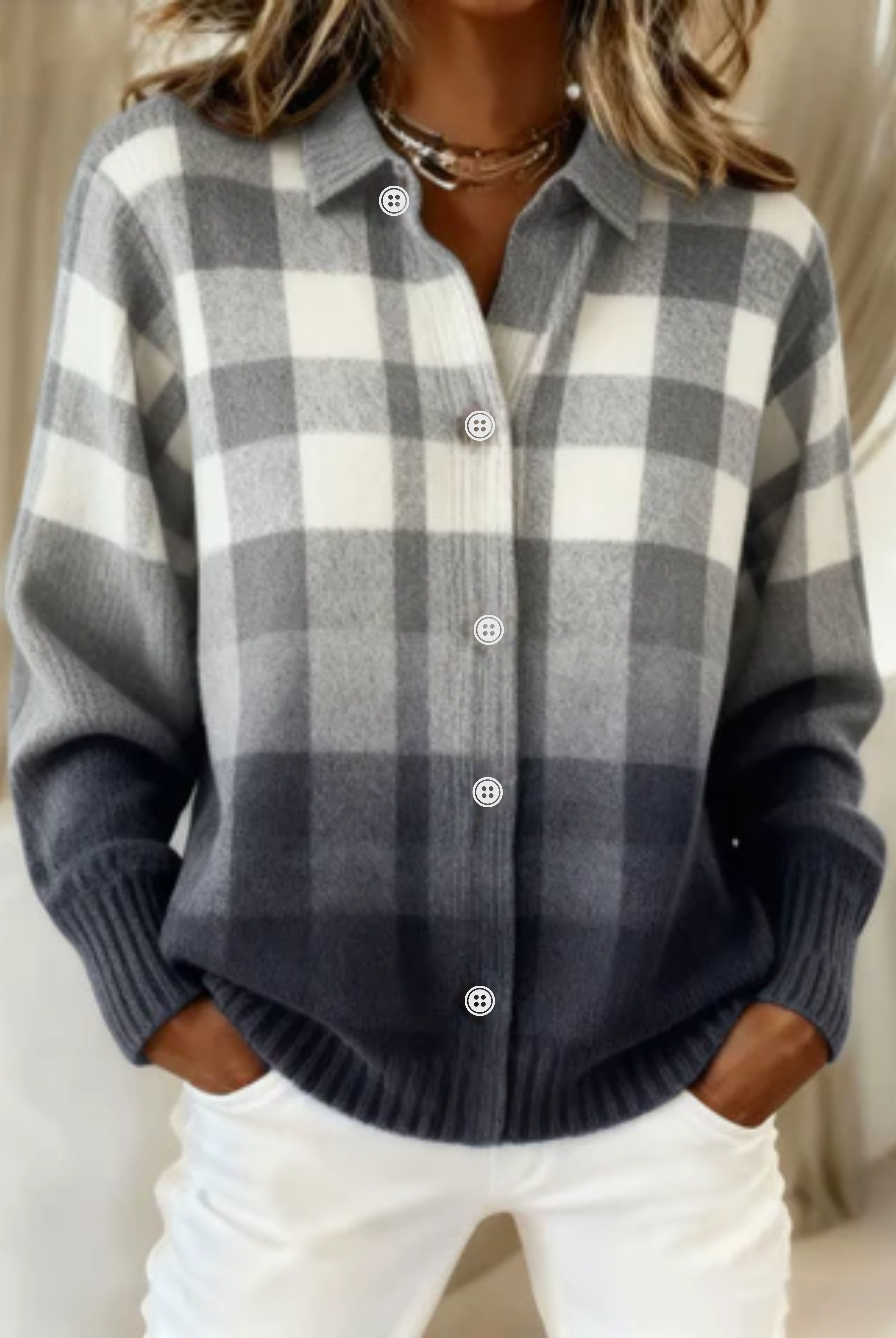 Tatum | Checked Hoodie Blouse