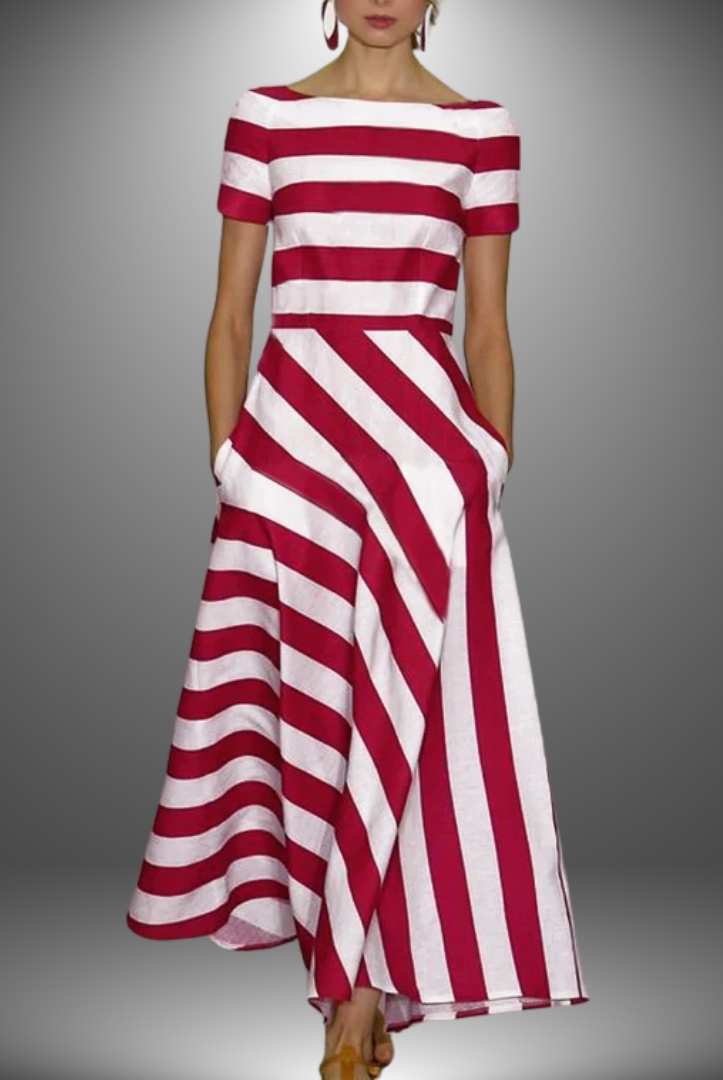 Minka | Striped a-Line Maxi Gown