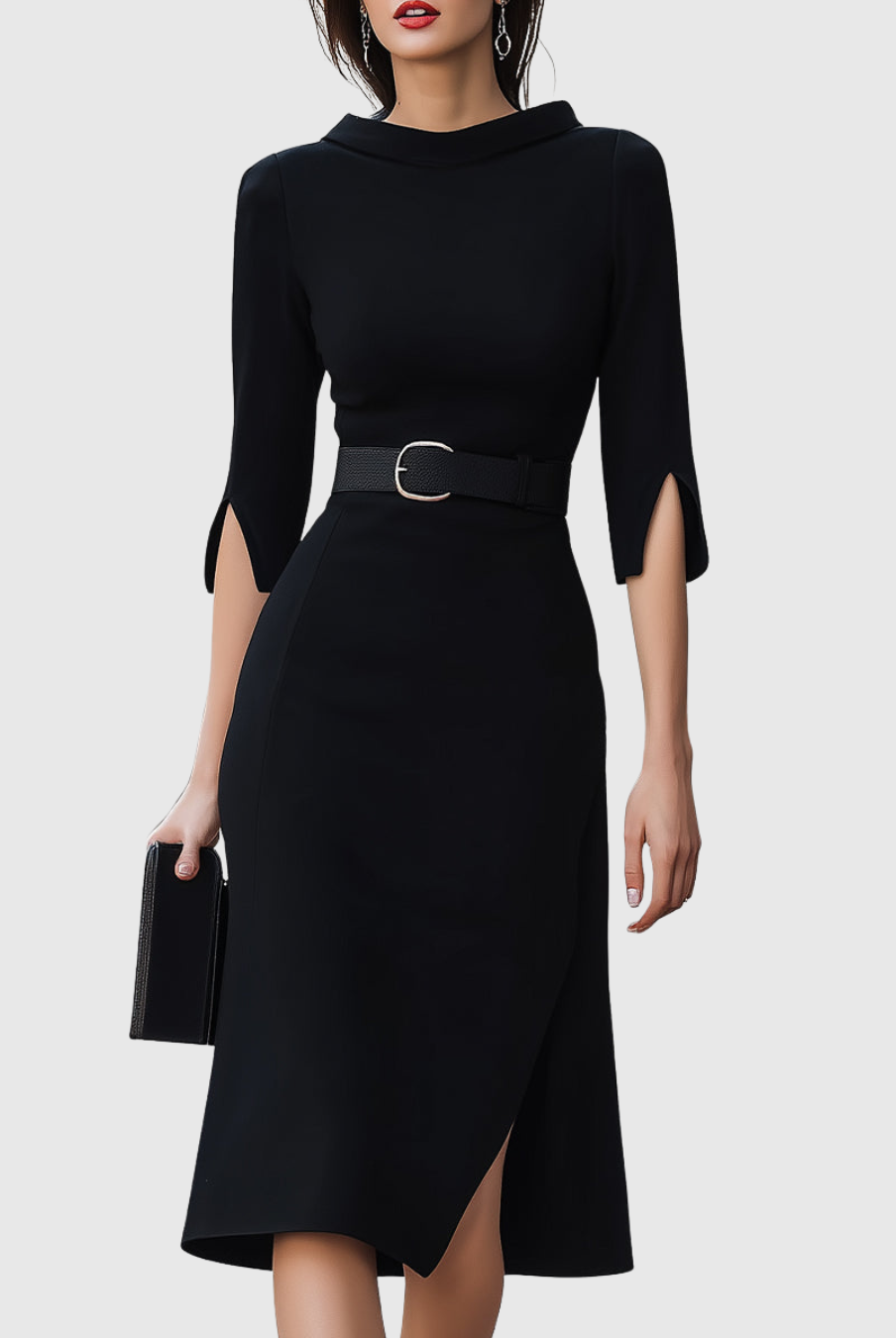 Zaya | Classic Black Midi Dress