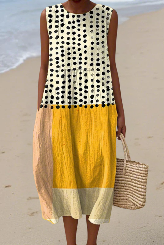 Wilda | Polka Colorblock Midi Dress