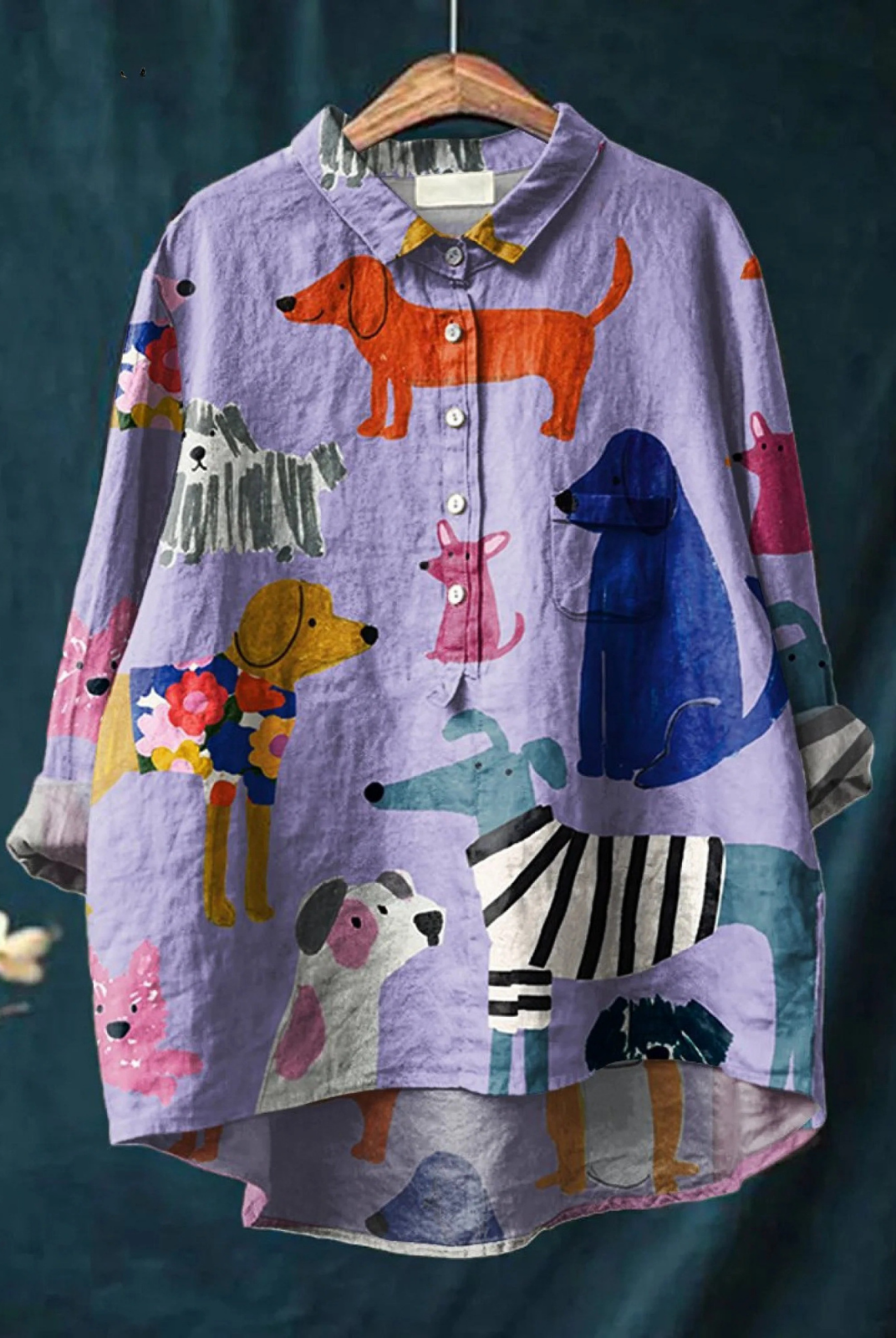 Esperanza | Women's Dog Art Print Casual Shirt