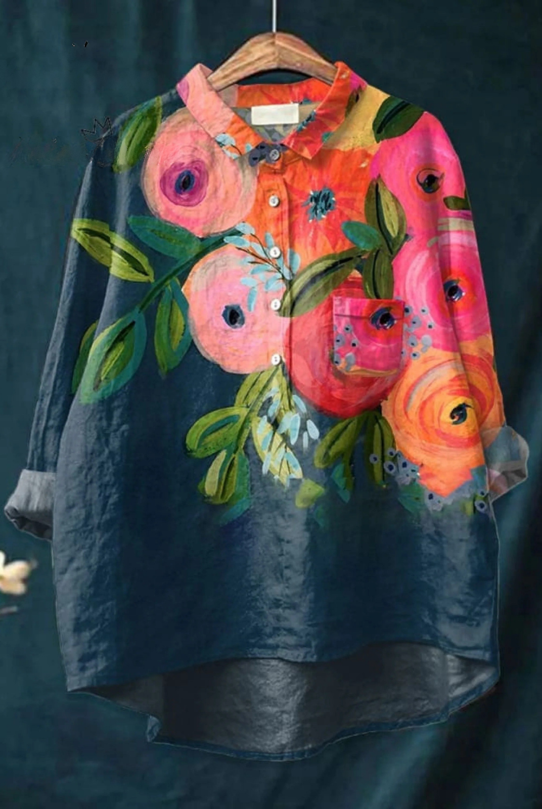 Theia | Women's Flower Art Print Casual Shirt