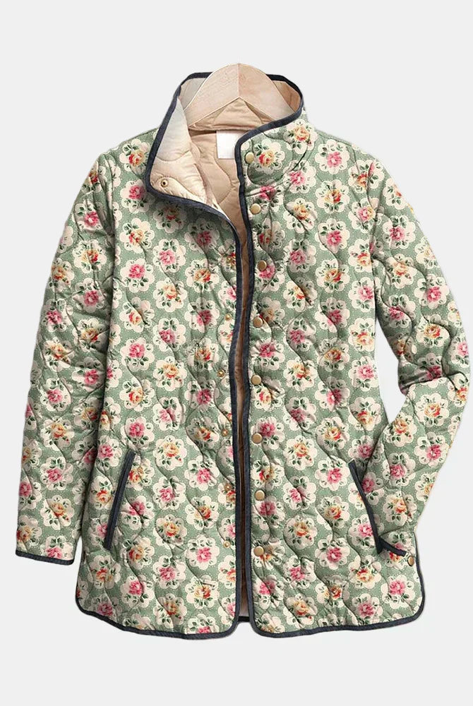 Vasilisa | Vintage Floral Art Print Quilted Jacket
