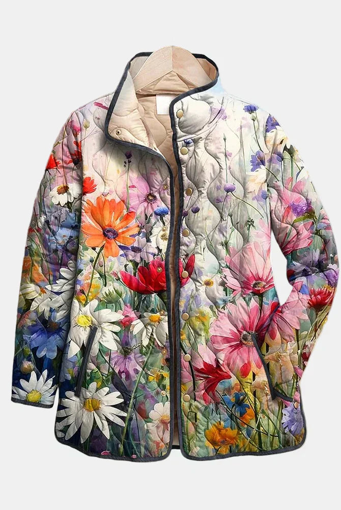 Ellis | Charming Vintage Floral Print Quilted Jacket